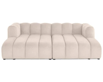 Canapé modulable droit 3 places avec double méridienne - assise profonde - en tissu texturé Debbie