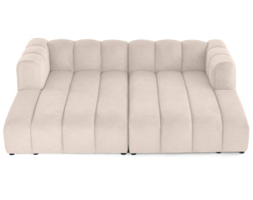 Canapé modulable droit 3 places avec double méridienne - assise profonde - en tissu texturé Debbie