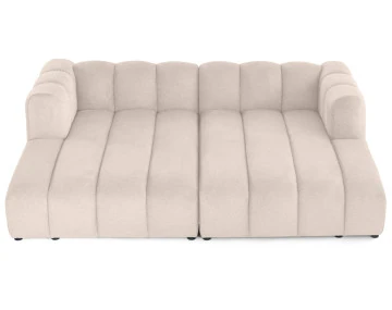 Canapé modulable droit 3 places avec double méridienne - assise profonde - en tissu texturé Debbie