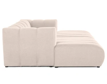 Canapé modulable droit 3 places avec double méridienne - assise profonde - en tissu texturé Debbie