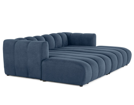 Canapé modulable droit 3 places avec double méridienne - assise profonde - en tissu texturé Debbie