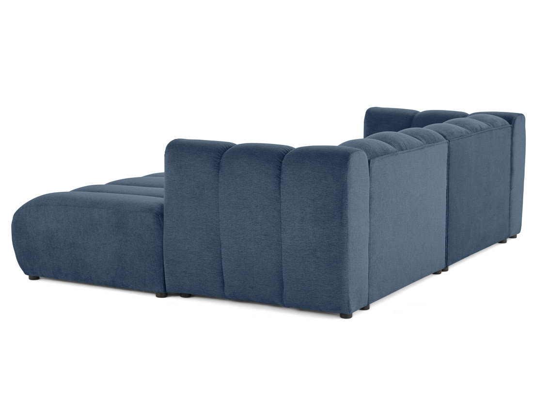 Canapé modulable droit 3 places avec double méridienne - assise profonde - en tissu texturé Debbie