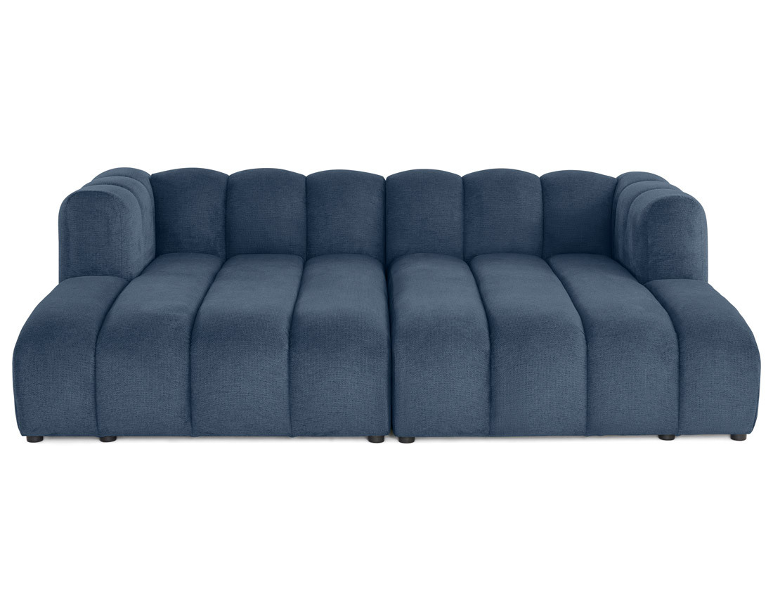 Canapé modulable droit 3 places avec double méridienne - assise profonde - en tissu texturé Debbie