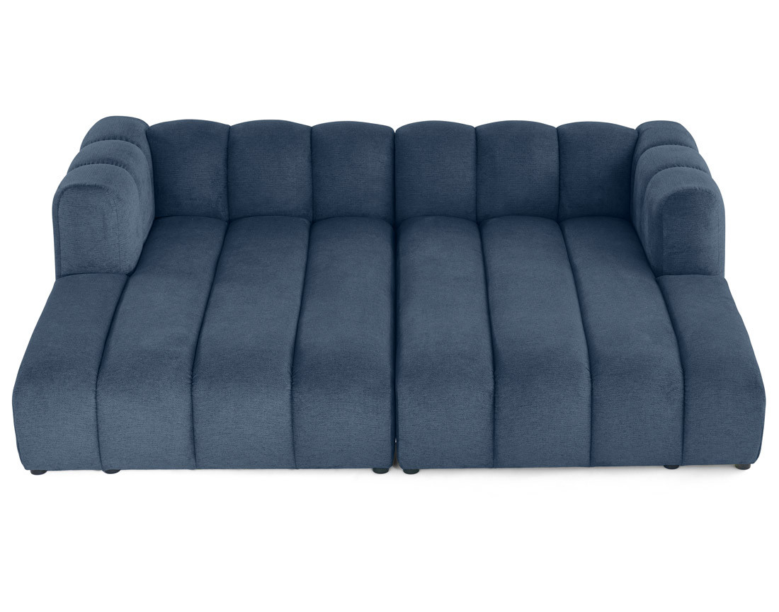 Canapé modulable droit 3 places avec double méridienne - assise profonde - en tissu texturé Debbie