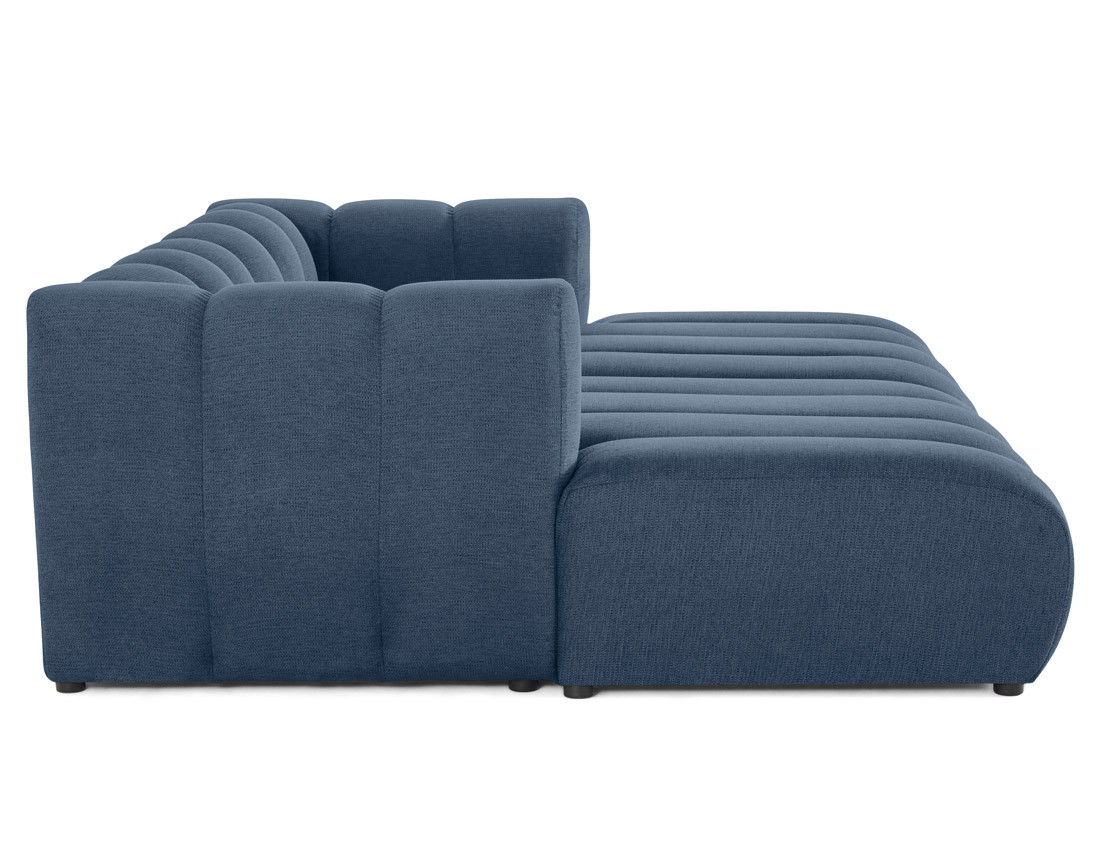 Canapé modulable droit 3 places avec double méridienne - assise profonde - en tissu texturé Debbie