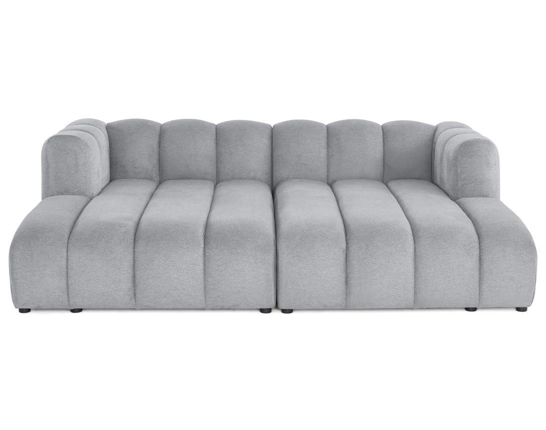 Canapé modulable droit 3 places avec double méridienne - assise profonde - en tissu texturé Debbie Canapé modulable droit 3 places avec double méridienne - assise profonde - en tissu texturé Debbie
