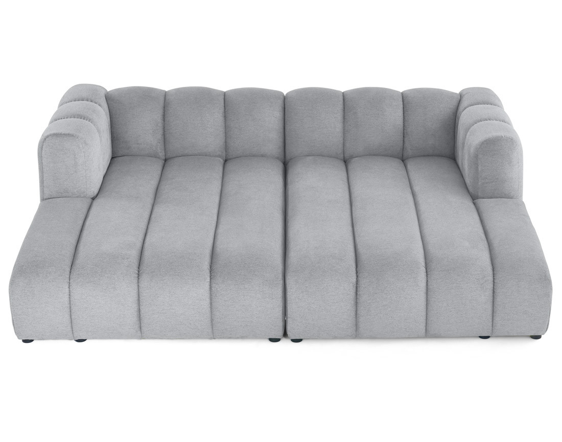 Canapé modulable droit 3 places avec double méridienne - assise profonde - en tissu texturé Debbie Canapé modulable droit 3 places avec double méridienne - assise profonde - en tissu texturé Debbie