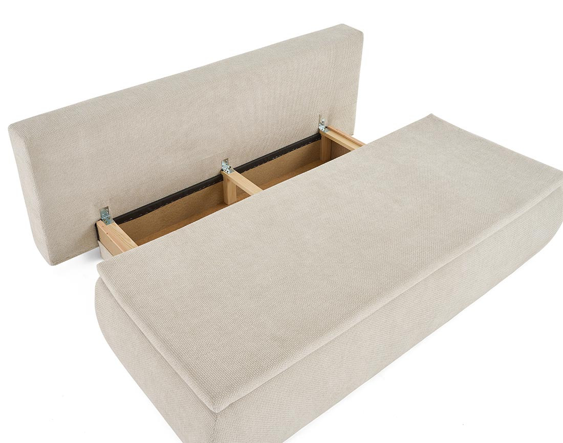 Canapé 3 places convertible avec coffre en velours texturé Kurt Canapé 3 places convertible avec coffre en velours texturé Kurt
