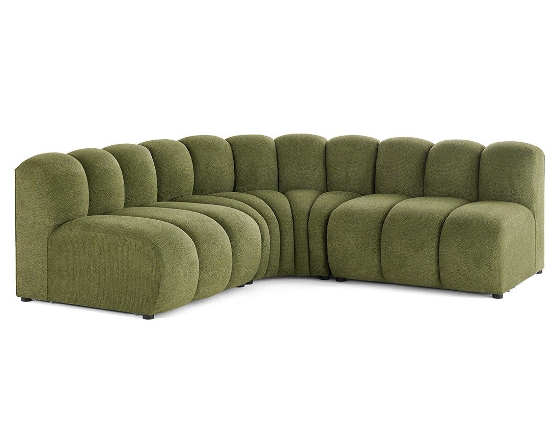 Canapé modulable d'angle réversible 4 places sans accoudoirs en tissu texturé Debbie Canapé modulable d'angle réversible 4 places sans accoudoirs en tissu texturé Debbie