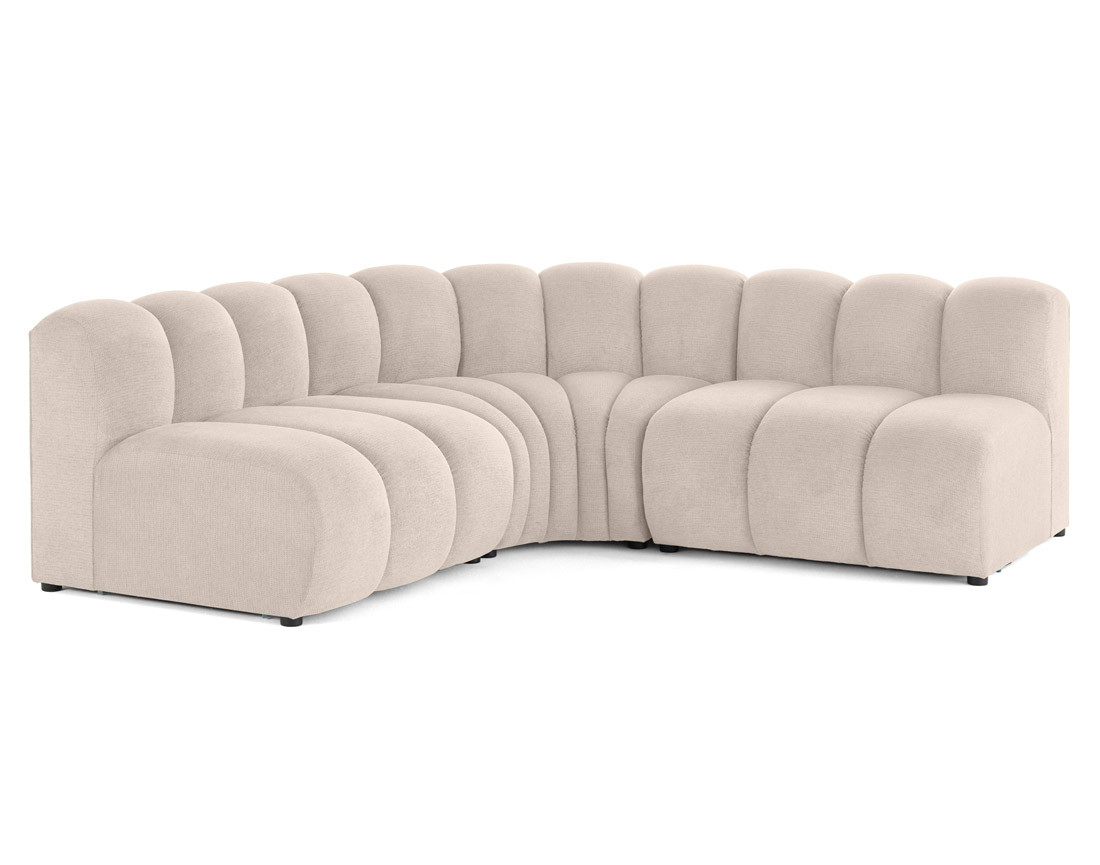 Canapé modulable d'angle réversible 4 places sans accoudoirs en tissu texturé Debbie