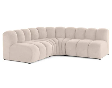 Canapé modulable d'angle réversible 4 places sans accoudoirs en tissu texturé Debbie