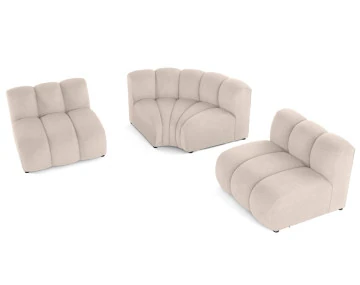 Canapé modulable d'angle réversible 4 places sans accoudoirs en tissu texturé Debbie