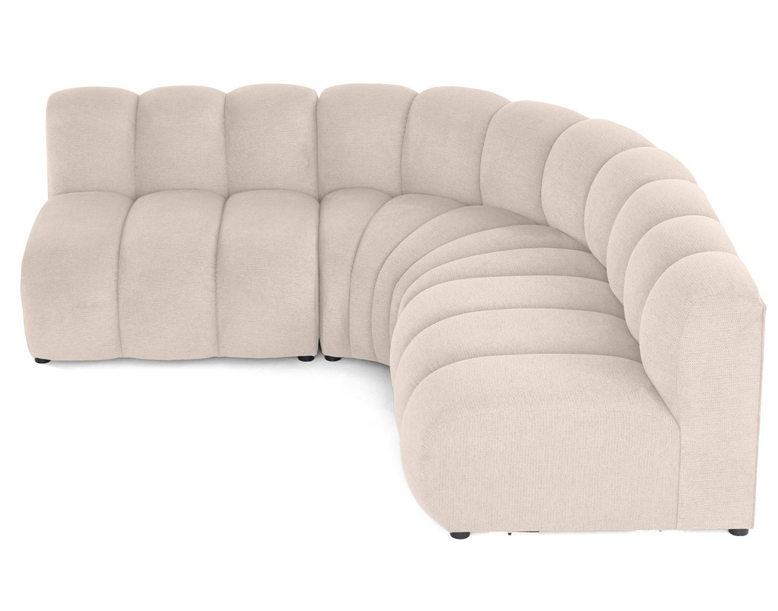 Canapé modulable d'angle réversible 4 places sans accoudoirs en tissu texturé Debbie