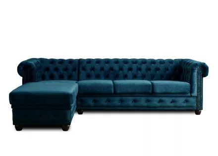 Canapé Chesterfield d'angle gauche 4 places en velours William