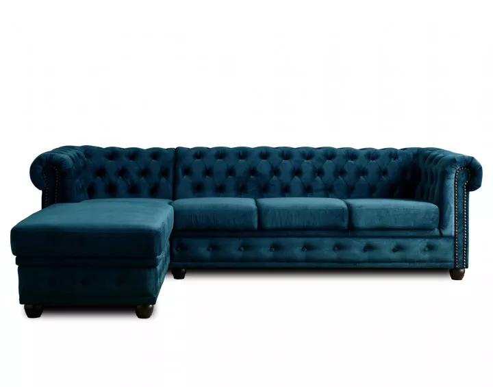 Canapé Chesterfield d'angle gauche 4 places en velours William