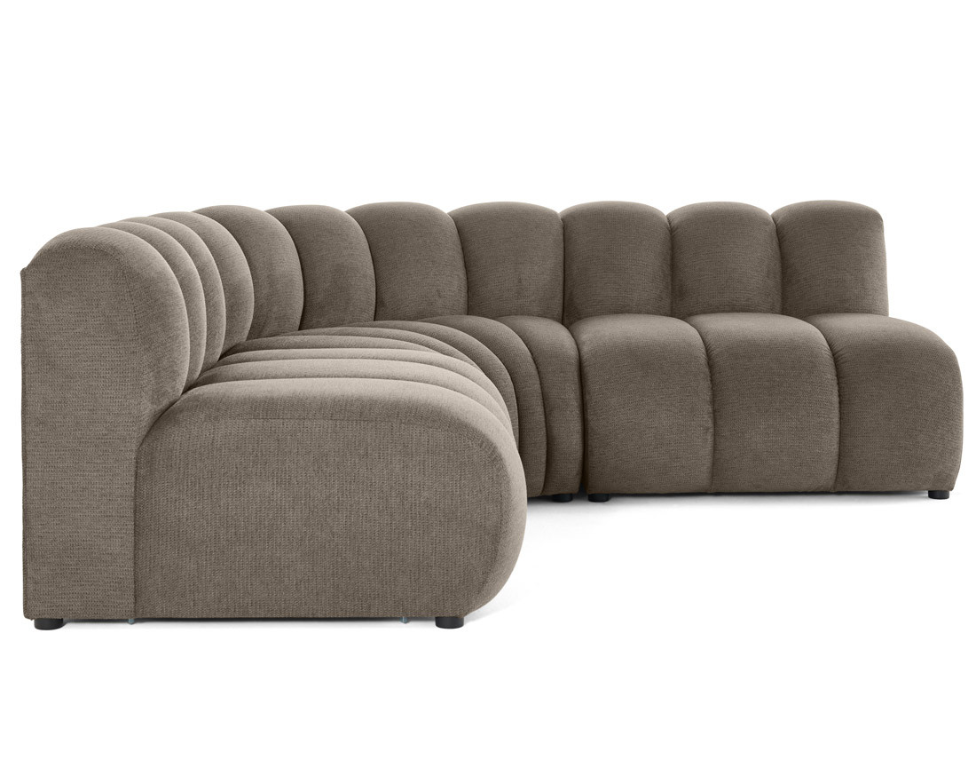 Canapé modulable d'angle réversible 4 places sans accoudoirs en tissu texturé Debbie