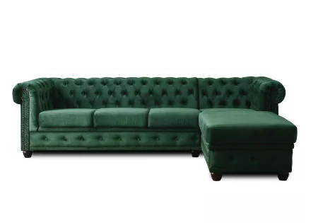 Canapé Chesterfield d'angle droit 4 places en velours William