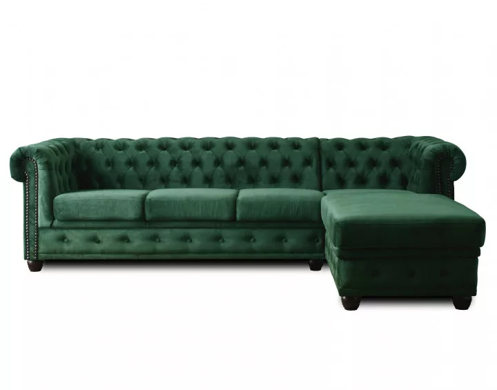 Canapé Chesterfield d'angle droit 4 places en velours William