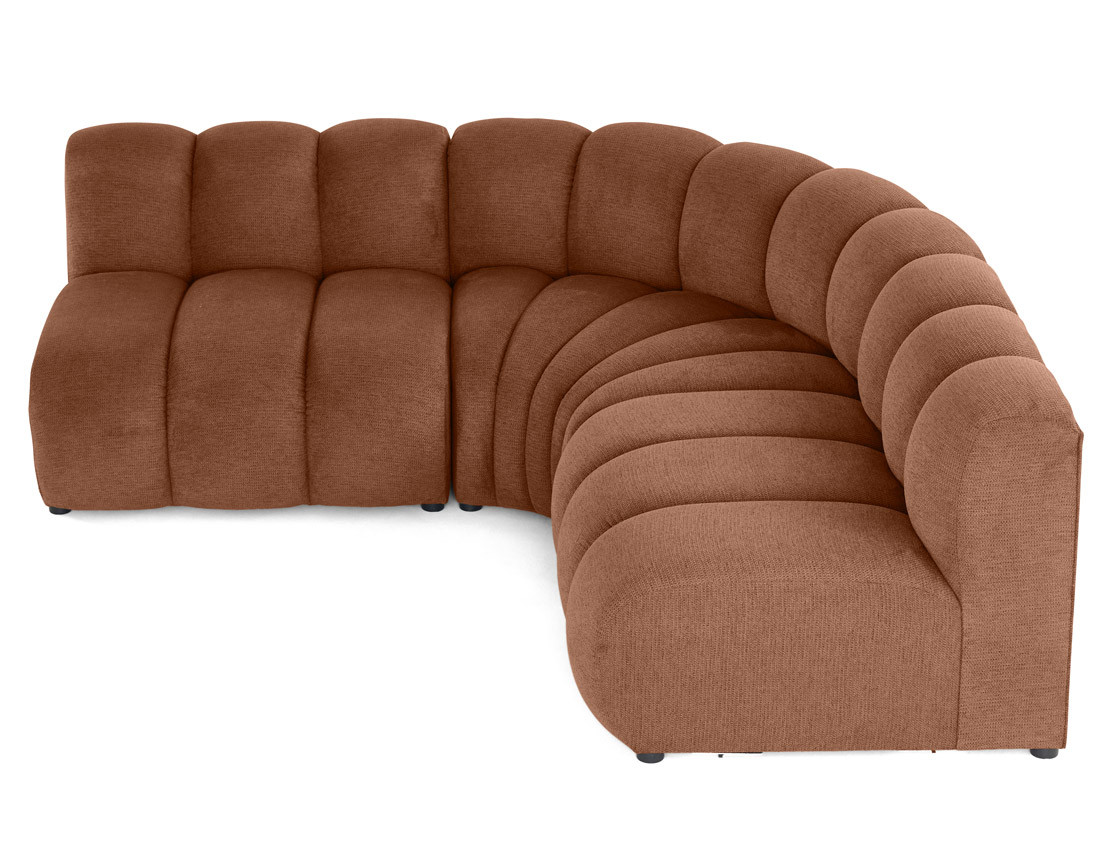 Canapé modulable d'angle réversible 4 places sans accoudoirs en tissu texturé Debbie