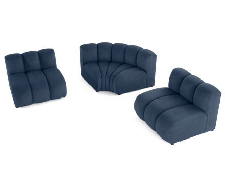 Canapé modulable d'angle réversible 4 places sans accoudoirs en tissu texturé Debbie