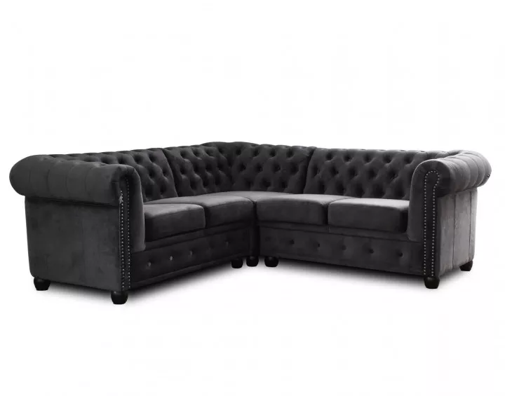 Canapé Chesterfield d'angle réversible 5 places en velours William