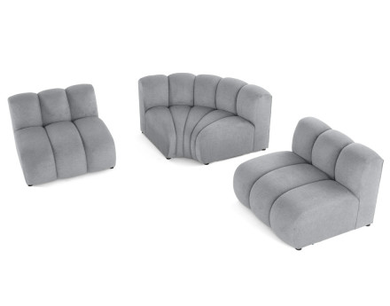 Canapé modulable d'angle réversible 4 places sans accoudoirs en tissu texturé Debbie