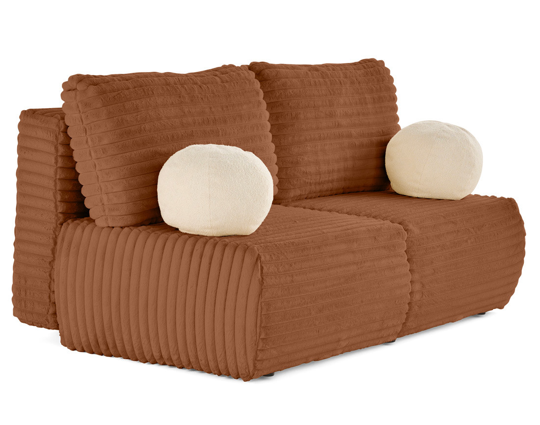 Canapé 3 places convertible en fausse fourrure côtelée Marvin