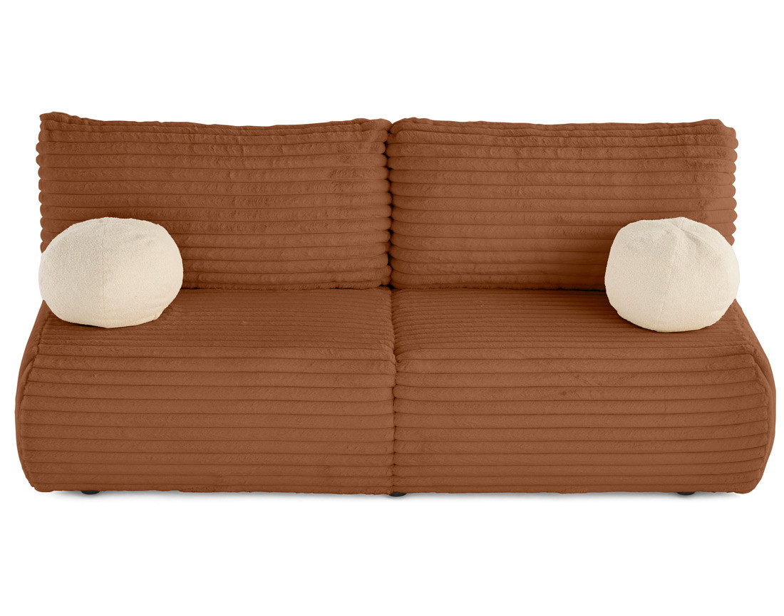 Canapé 3 places convertible en fausse fourrure côtelée Marvin