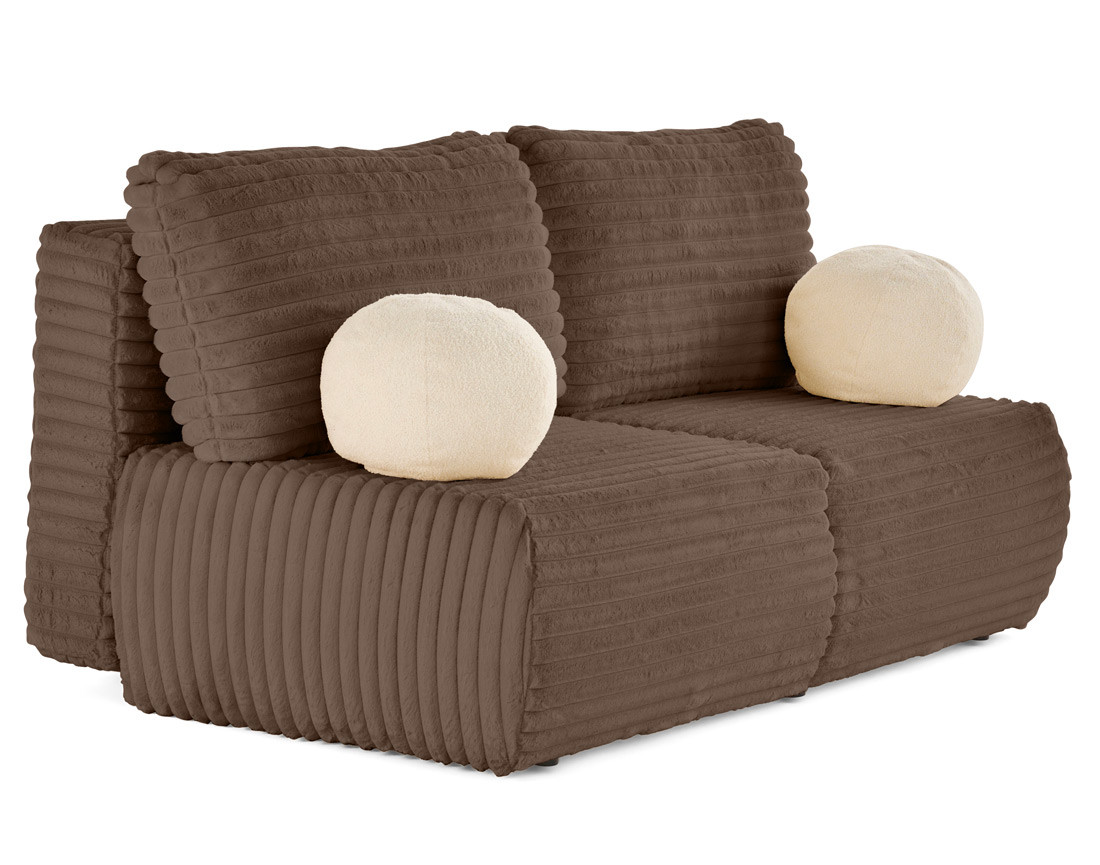 Canapé 3 places convertible en fausse fourrure côtelée Marvin