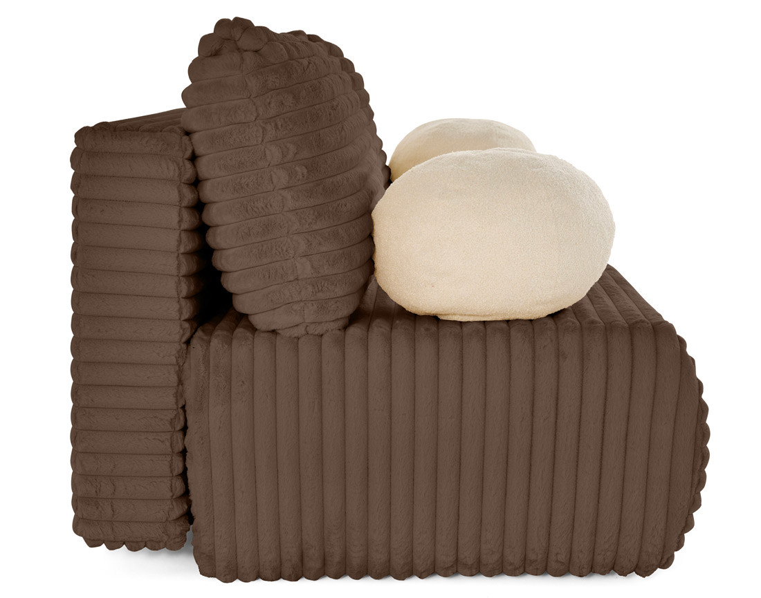 Canapé 3 places convertible en fausse fourrure côtelée Marvin