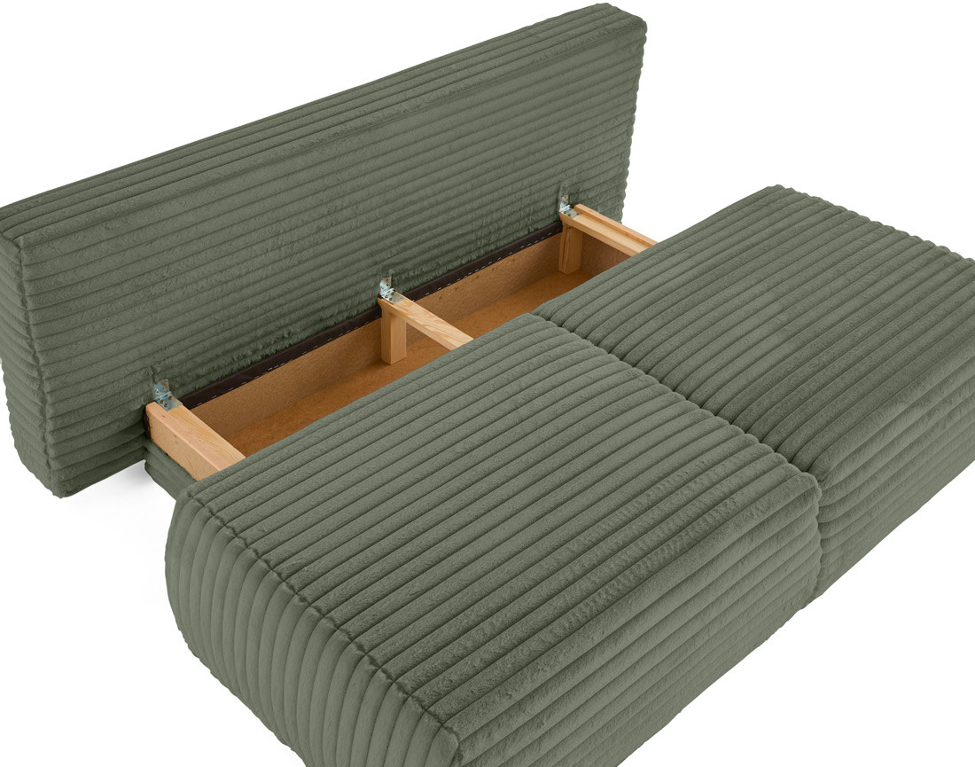 Canapé 3 places convertible en fausse fourrure côtelée Marvin