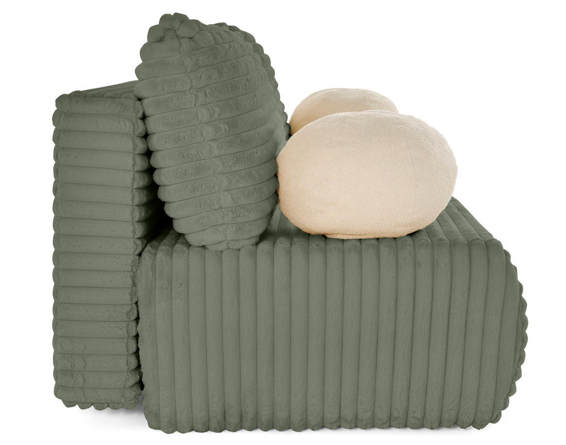 Canapé 3 places convertible en fausse fourrure côtelée Marvin