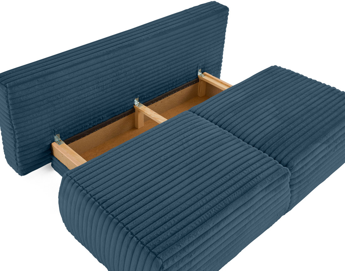 Canapé 3 places convertible en fausse fourrure côtelée Marvin