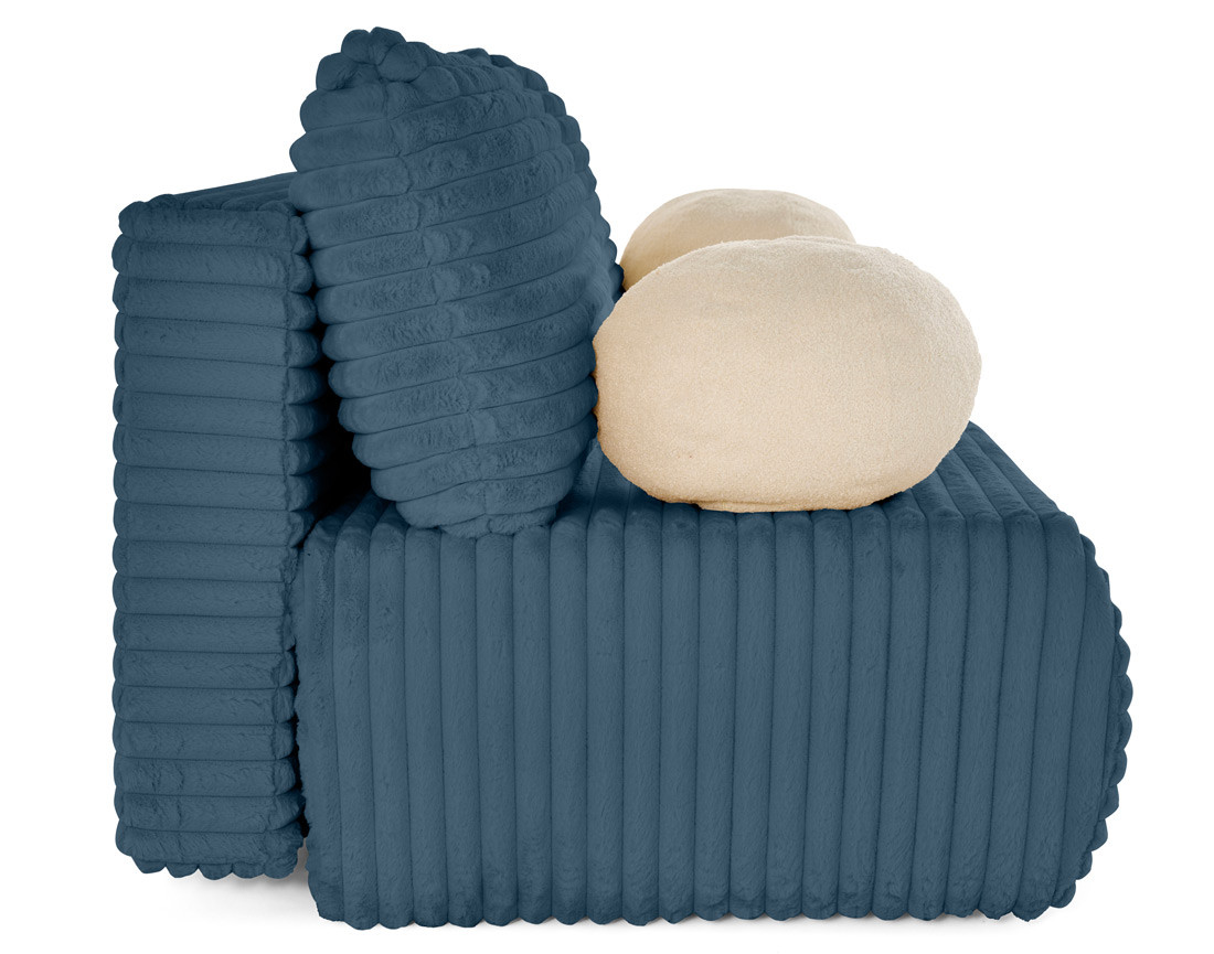 Canapé 3 places convertible en fausse fourrure côtelée Marvin