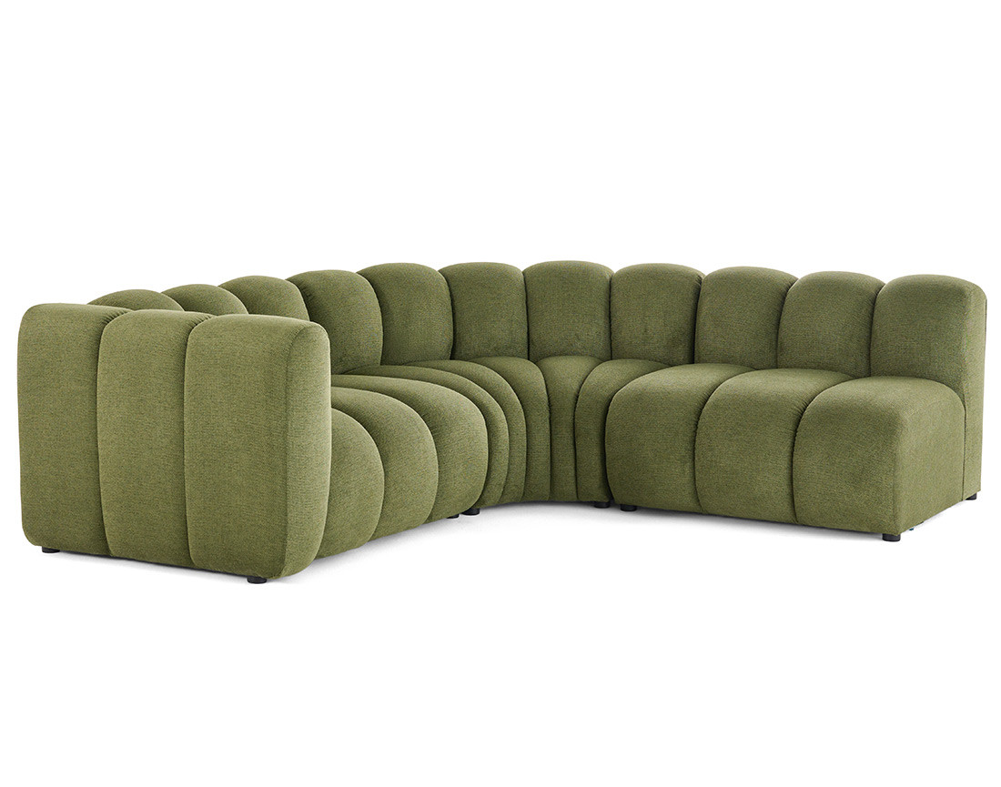 Canapé modulable d'angle droit 4 places avec accoudoir en tissu texturé Debbie