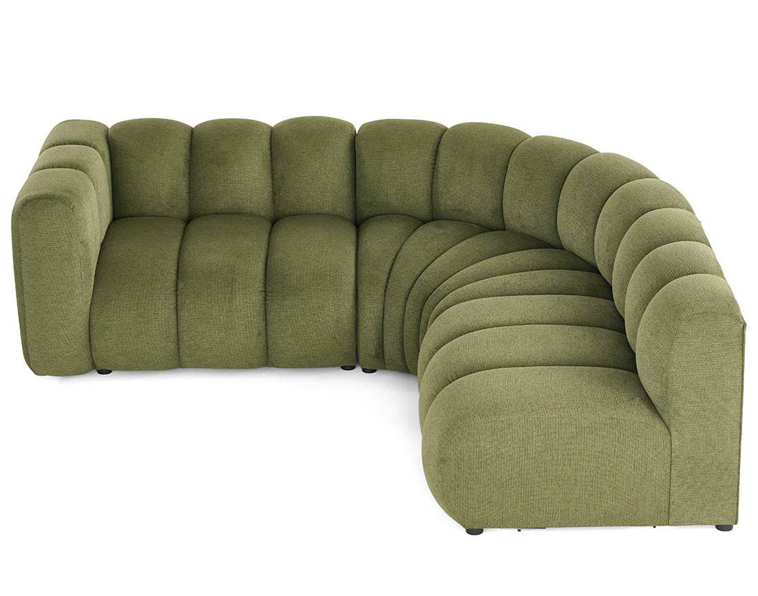 Canapé modulable d'angle droit 4 places avec accoudoir en tissu texturé Debbie