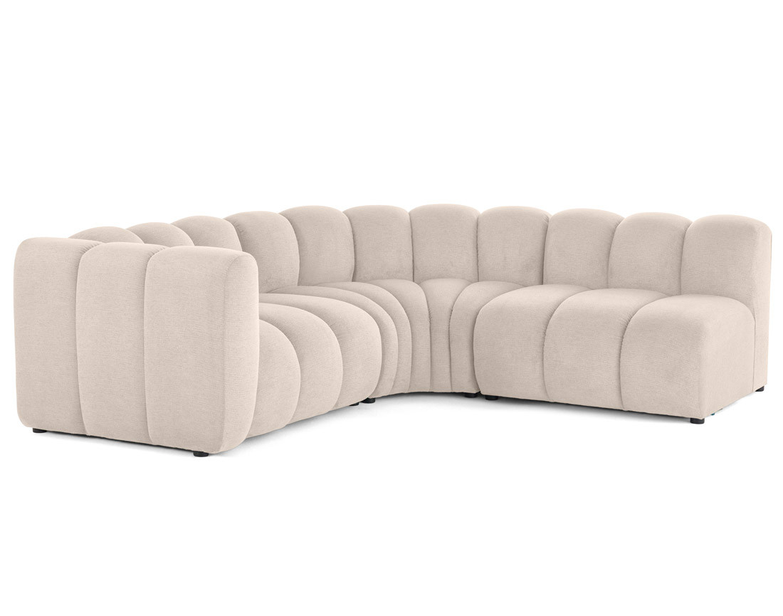 Canapé modulable d'angle droit 4 places avec accoudoir en tissu texturé Debbie