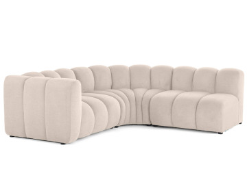 Canapé modulable d'angle droit 4 places avec accoudoir en tissu texturé Debbie