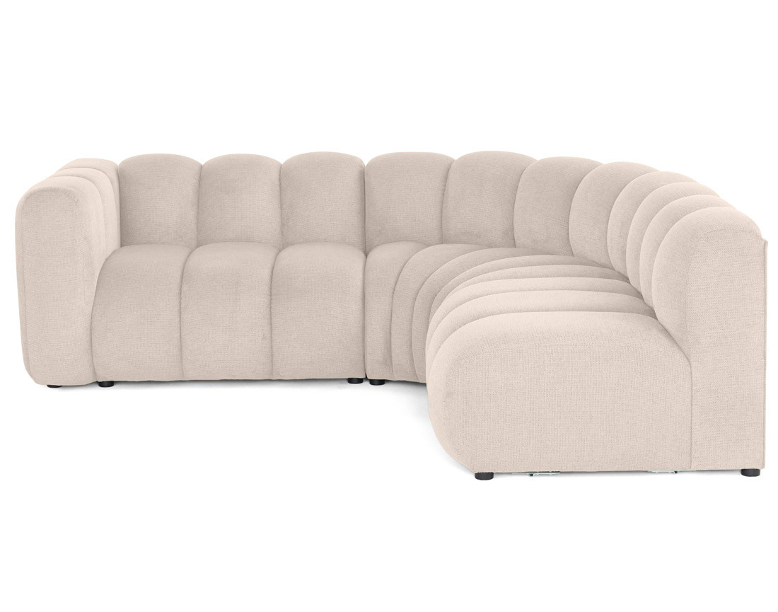 Canapé modulable d'angle droit 4 places avec accoudoir en tissu texturé Debbie