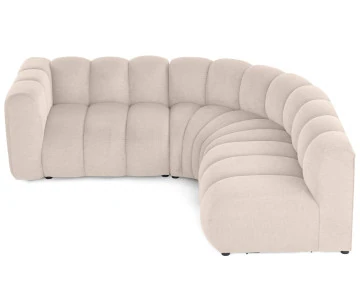 Canapé modulable d'angle droit 4 places avec accoudoir en tissu texturé Debbie