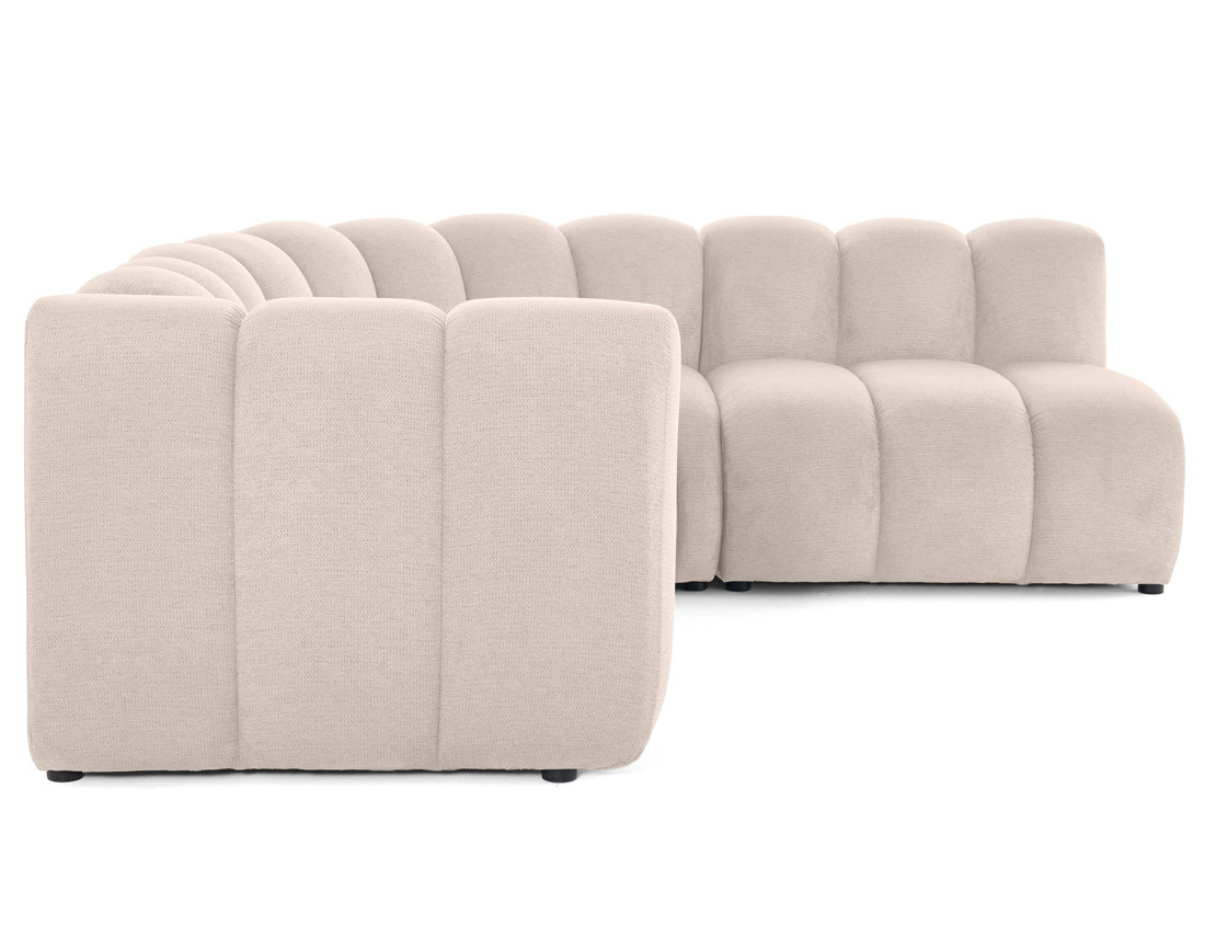 Canapé modulable d'angle droit 4 places avec accoudoir en tissu texturé Debbie