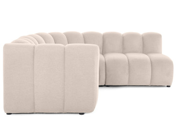 Canapé modulable d'angle droit 4 places avec accoudoir en tissu texturé Debbie