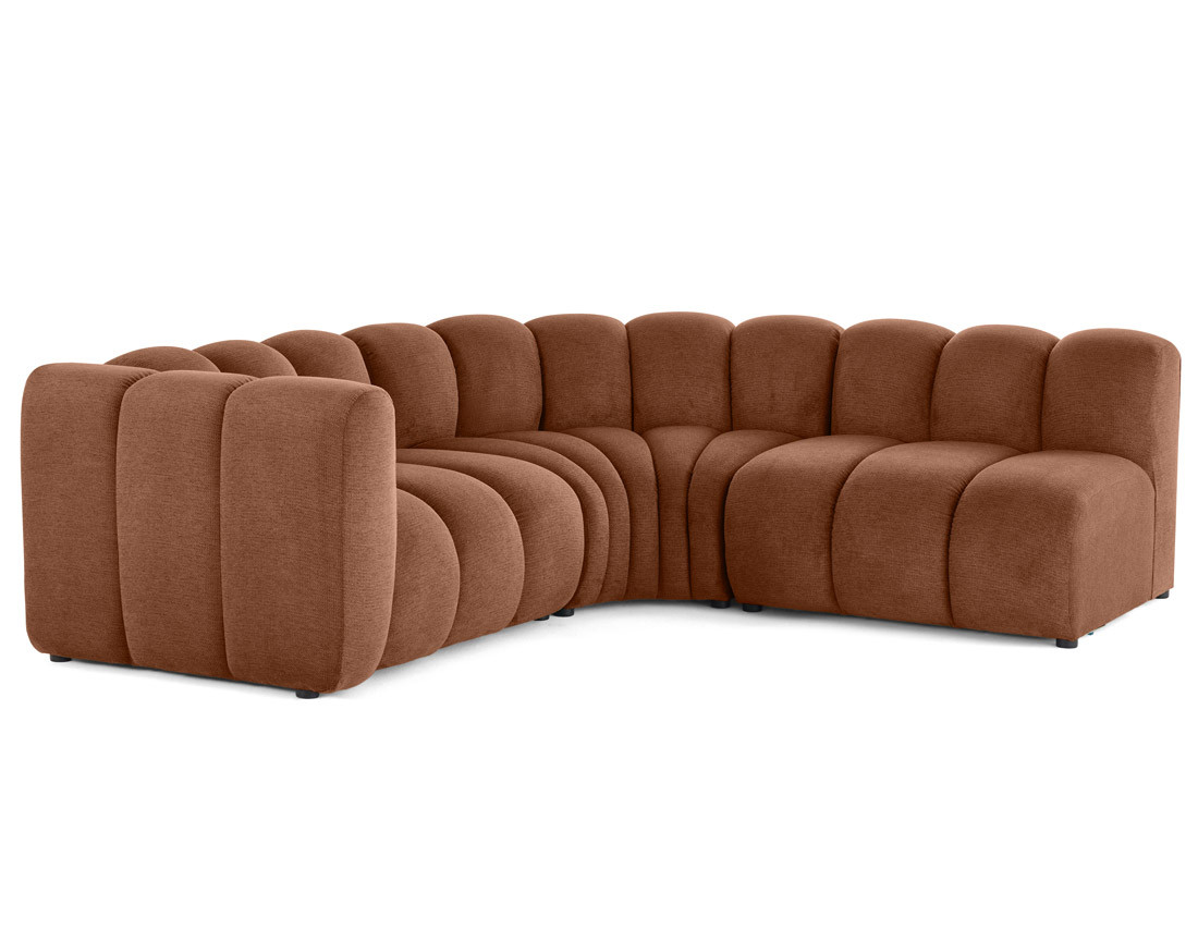 Canapé modulable d'angle droit 4 places avec accoudoir en tissu texturé Debbie