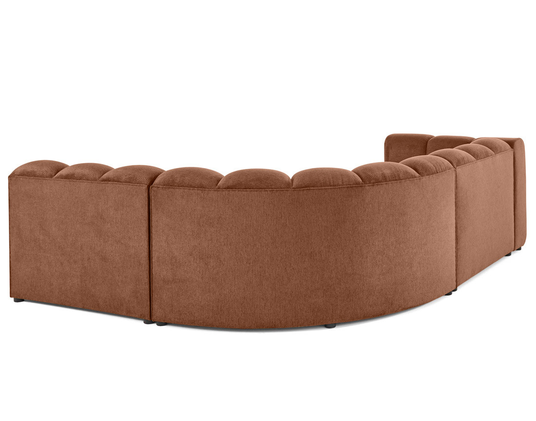 Canapé modulable d'angle droit 4 places avec accoudoir en tissu texturé Debbie