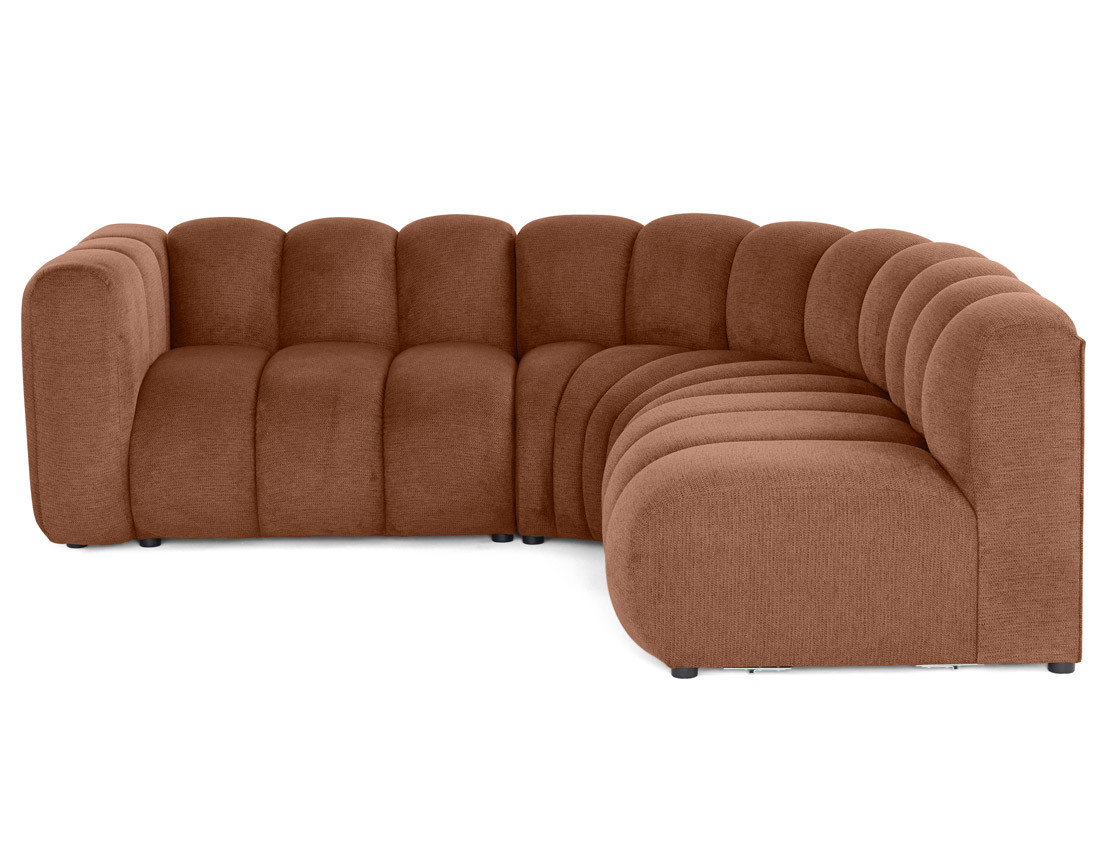 Canapé modulable d'angle droit 4 places avec accoudoir en tissu texturé Debbie