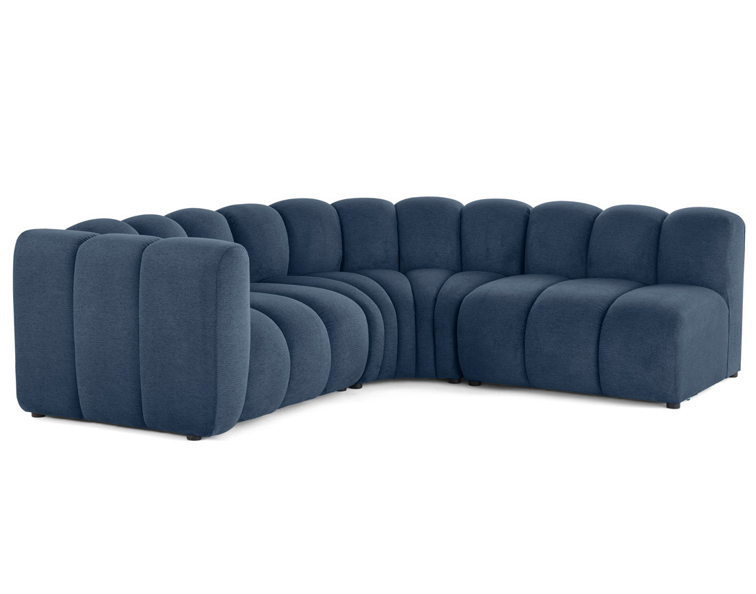 Canapé modulable d'angle droit 4 places avec accoudoir en tissu texturé Debbie