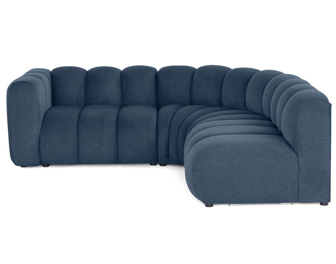 Canapé modulable d'angle droit 4 places avec accoudoir en tissu texturé Debbie