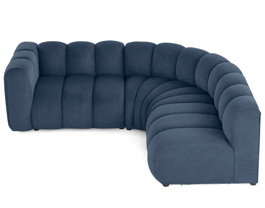 Canapé modulable d'angle droit 4 places avec accoudoir en tissu texturé Debbie