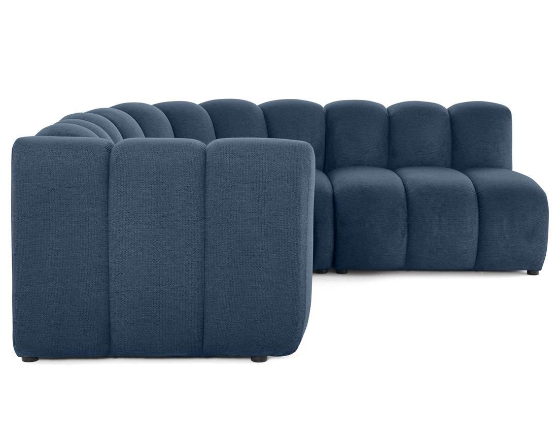 Canapé modulable d'angle droit 4 places avec accoudoir en tissu texturé Debbie
