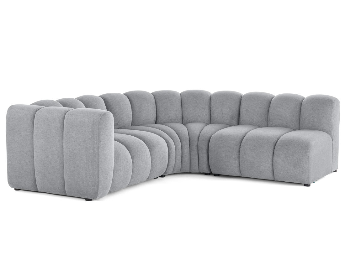 Canapé modulable d'angle droit 4 places avec accoudoir en tissu texturé Debbie Canapé modulable d'angle droit 4 places avec accoudoir en tissu texturé Debbie